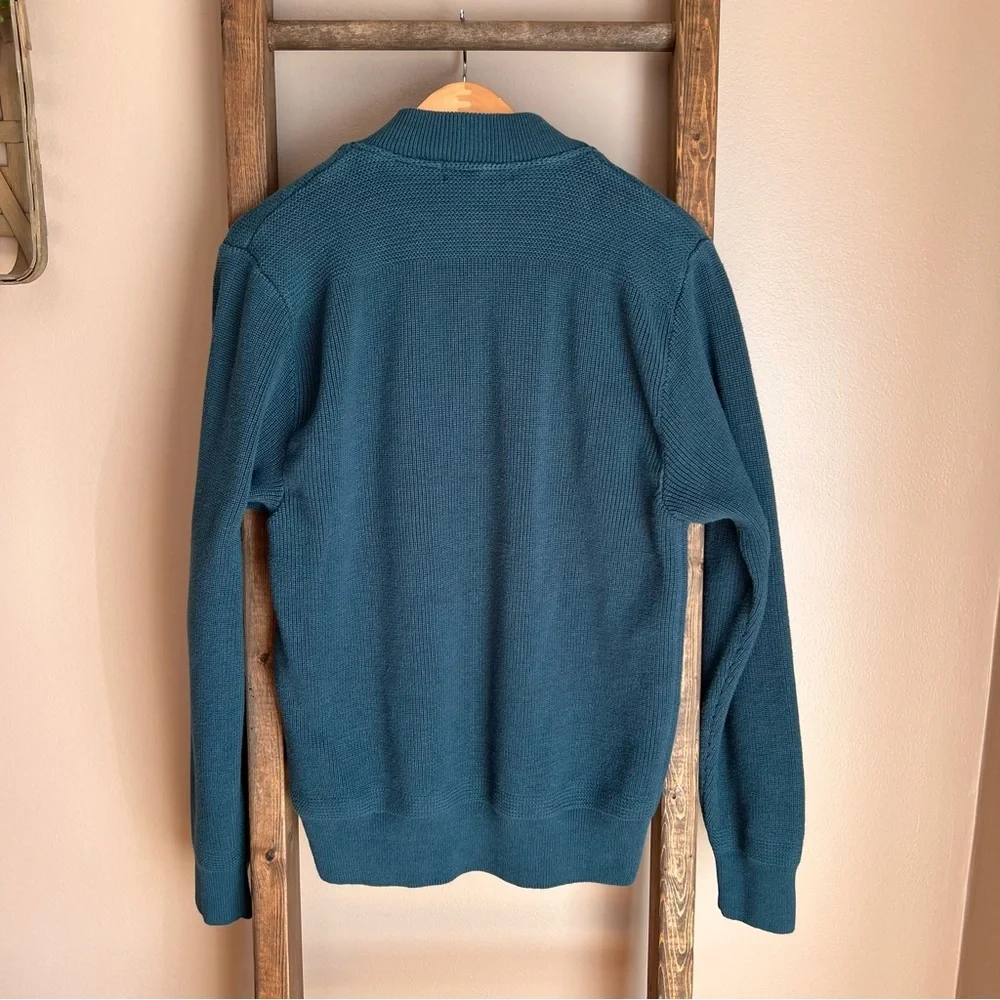 Vintage Eddie Bauer Black Tag Teal Button V Neck Sweater